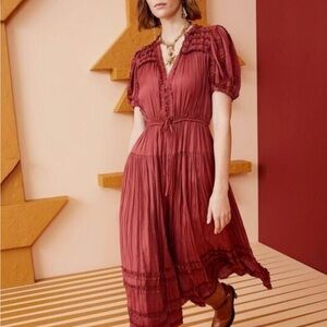 Ulla Johnson Deep Red Midi Dress